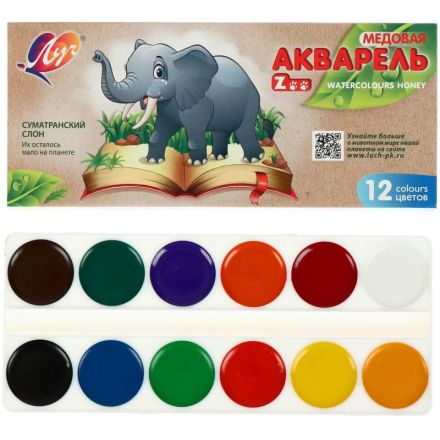 Акварельные краски Луч Zoo медовые 12 цветов