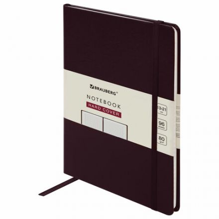 Блокнот А5 (130х210 мм), BRAUBERG ULTRA, балакрон, 80 г/м2, 96 л., клетка, бордовый, 113037