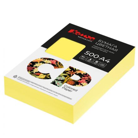 Бумага цветная Комус CP (А4,80г,канареечно-желтый интен. CY39)500л Бумага цветная Комус CP (А4,80г,канареечно-желтый интен. CY39)500л