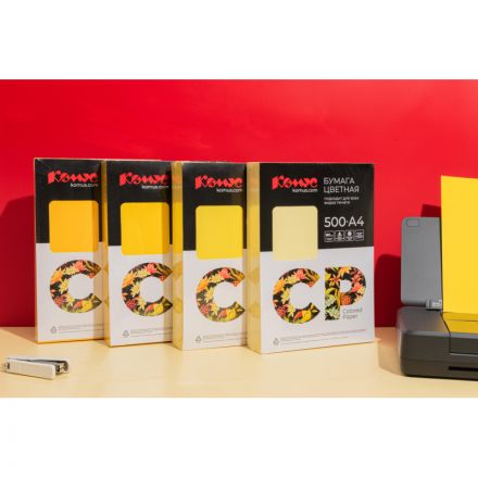 Бумага цветная Комус CP (А4,80г,канареечно-желтый интен. CY39)500л Бумага цветная Комус CP (А4,80г,канареечно-желтый интен. CY39)500л