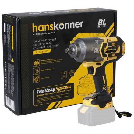 Гайковерт аккумуляторный ударный Hanskonner 1BatterySystem HCD18100S Гайковерт аккумуляторный ударный Hanskonner 1BatterySystem HCD18100S