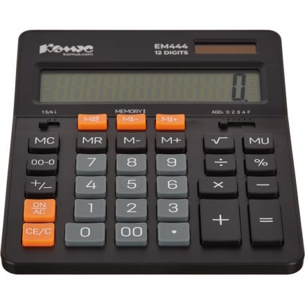 Калькулятор настольный ПОЛНОРАЗМ. КОМУС EM444, 12-р,дв.пит,204x155мм,черн Калькулятор настольный ПОЛНОРАЗМ. КОМУС EM444, 12-р,дв.пит,204x155мм,черн