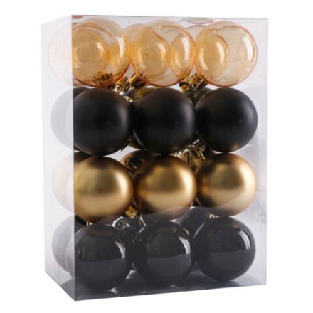 Шары ёлочные 24 шт., 5 см, "Eden Colors", пластик, цвет: золотистый/черный, ЗОЛОТАЯ СКАЗКА, 591979
