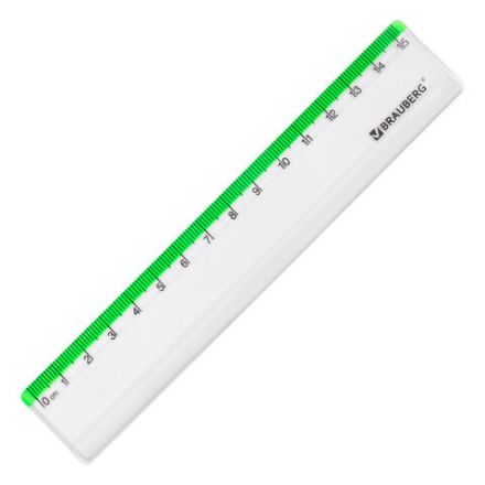 Линейка пластиковая 15 см BRAUBERG "FRESH ZONE", прозрачная, с салатовой шкалой, 210748 Линейка пластиковая 15 см BRAUBERG "FRESH ZONE", прозрачная, с салатовой шкалой, 210748