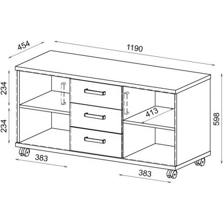 Тумба Avance мобильная 6Т.006 1190х454х598 шамони светлый Тумба Avance мобильная 6Т.006 1190х454х598 шамони светлый