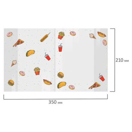 Обложки "FOOD" для тетрадей и дневников, КОМПЛЕКТ 10 шт., ПЛОТНЫЕ, 210х350 мм, 110 мкм, FUNSTER (ФАНСТЕР), 274083