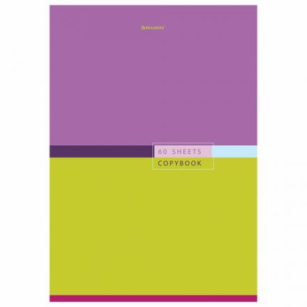Тетрадь А4, 60 л., BRAUBERG, скоба, клетка, обложка картон, "Color", 404043