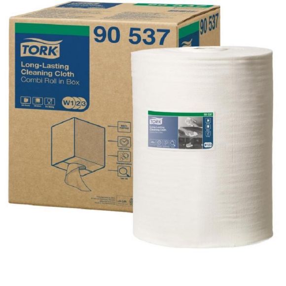 Нетканый материал повышенной прочности для уборки Tork W1/W2/W3 90537 (белый, 114 метров в рулоне)