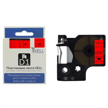 Картридж Vell VL-D-S0720570/45017 (12 мм, чер на красном) для LM{vell45017