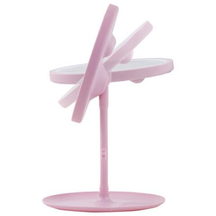 Зеркало настольное с LED-подсветкой для макияжа, диаметр 17 см, 3 режима свечения, аккумулятор 1200 mAh, цвет розовый, WBZ (ВБЗ), 609331