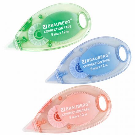 Корректирующая лента BRAUBERG PASTEL, 5 мм x 12 м, механизм перемотки, ВЫГОДНАЯ УПАКОВКА 3 штуки в блистере, 271252 Корректирующая лента BRAUBERG PASTEL, 5 мм x 12 м, механизм перемотки, ВЫГОДНАЯ УПАКОВКА 3 штуки в блистере, 271252