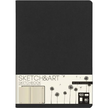 Скетчбук S&A ORIGINAL 179х250 80л БЕЖ 100г книж.перепл.мягк.черный 1-507/01