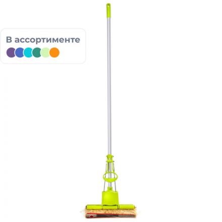 Швабра губчатая с отжимом Home Queen Чудо-спонж 27 см с МОПом светло-зеленая