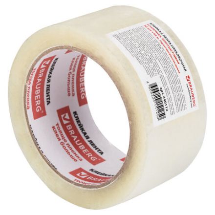 Клейкая лента упаковочная 50 мм х 66 м, прозрачная, УСИЛЕННАЯ, МОРОЗОСТОЙКАЯ, толщина 50 микрон, BRAUBERG, 440112 Клейкая лента упаковочная 50 мм х 66 м, прозрачная, УСИЛЕННАЯ, МОРОЗОСТОЙКАЯ, толщина 50 микрон, BRAUBERG, 440112