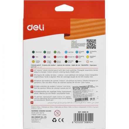Карандаши цветные Deli ColoRun тополь 18 цв/наб EC00310 Карандаши цветные Deli ColoRun тополь 18 цв/наб EC00310