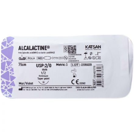 Шовный материал ALCALACTINE 2/0 45 1/2 TAPER POINT кол. 75 уп/12 шт