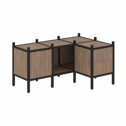 Loft Угловой внутренний стеллаж наборный VR.L-26 Дуб аризона/Чёрный металл 1278*862*636 Loft Угловой внутренний стеллаж наборный VR.L-26 Дуб аризона/Чёрный металл 1278*862*636