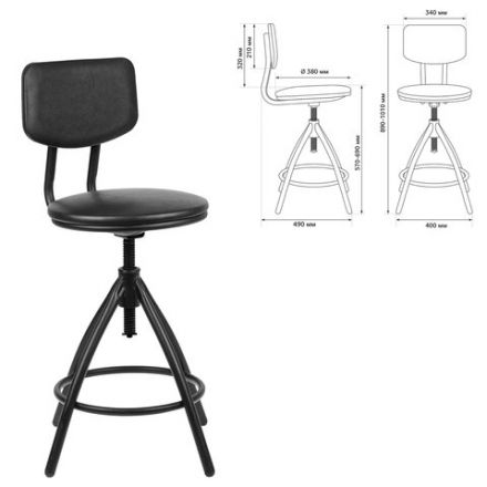 Стул кресло кассира, ресепшен РС61/Д, на винте, без подлокотников, кожзам, черное Стул кресло кассира, ресепшен РС61/Д, на винте, без подлокотников, кожзам, черное