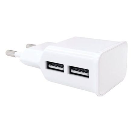 Зарядное устройство сетевое (220 В) RED LINE NT-2A, 2 порта USB, выходной ток 2,1 А, белое, УТ000009405