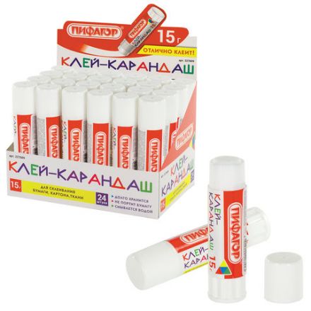 Клей-карандаш ПИФАГОР, 15 г, 227609 Клей-карандаш ПИФАГОР, 15 г, 227609