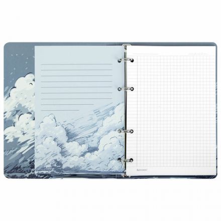 Тетрадь на кольцах А5 160х212 мм, 120 листов, картон, матовая ламинация, клетка, BRAUBERG, "Clouds", 404726 Тетрадь на кольцах А5 160х212 мм, 120 листов, картон, матовая ламинация, клетка, BRAUBERG, "Clouds", 404726