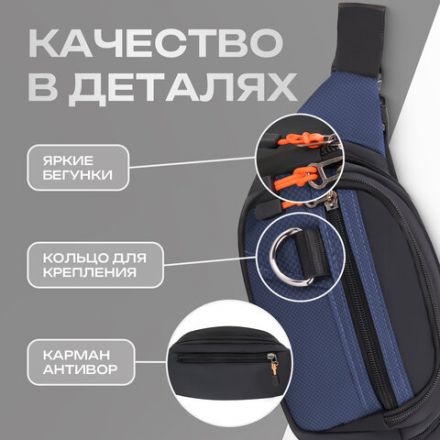 Сумка на пояс HEIKKI PROMPT (ХЕЙКИ), 2 отделения, регулируемый ремень, карман-антивор, синяя, 37х14х5 см, 273927 Сумка на пояс HEIKKI PROMPT (ХЕЙКИ), 2 отделения, регулируемый ремень, карман-антивор, синяя, 37х14х5 см, 273927