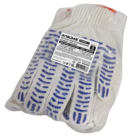 Перчатки хлопчатобумажные, КОМПЛЕКТ 5 ПАР, 7,5 класс, 46-48 г, 166 текс, ПВХ волна, LAIMA "СТАНДАРТ", БЕЛЫЕ, 600800 Перчатки хлопчатобумажные, КОМПЛЕКТ 5 ПАР, 7,5 класс, 46-48 г, 166 текс, ПВХ волна, LAIMA "СТАНДАРТ", БЕЛЫЕ, 600800