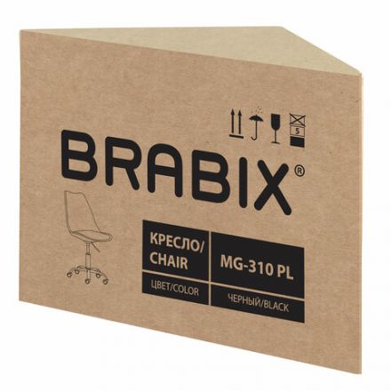 Кресло стул BRABIX "Eames MG-310 PL", пластик черный, экокожа черная, 532927 Кресло стул BRABIX "Eames MG-310 PL", пластик черный, экокожа черная, 532927