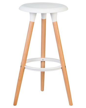 Табурет барный DOBRIN ROYCE, ножки светлый бук, цвет белый (W-02)