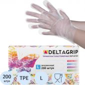 Перчатки одноразовые DELTAGRIP TPE цвет прозрачный 200шт/уп р.L ПС Перчатки одноразовые DELTAGRIP TPE цвет прозрачный 200шт/уп р.L ПС
