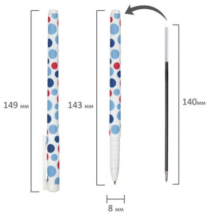 Ручка шариковая BRAUBERG SOFT TOUCH GRIP "DOTS", СИНЯЯ, мягкое покрытие, ассорти, узел 0,7 мм, 143722 Ручка шариковая BRAUBERG SOFT TOUCH GRIP "DOTS", СИНЯЯ, мягкое покрытие, ассорти, узел 0,7 мм, 143722