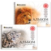 Альбом для рисования, А4, 40 листов, гребень, обложка картон, BRAUBERG, 205х290 мм, "Благородные кошки" (2 вида), 102831