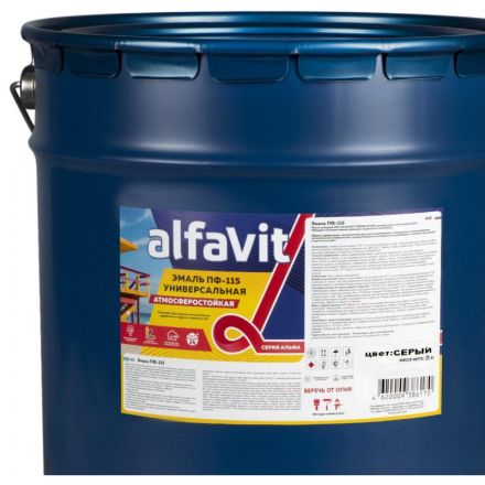 Эмаль ПФ-115 универсальная , Альфа, алькидная, 20 кг, серая Эмаль ПФ-115 универсальная , Альфа, алькидная, 20 кг, серая