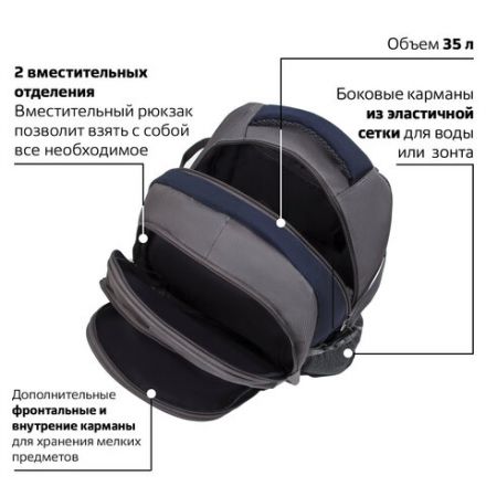 Рюкзак BRAUBERG URBAN универсальный, 2 отделения, "MainStream 1", серо-синий, 45х32х19 см, 224445 Рюкзак BRAUBERG URBAN универсальный, 2 отделения, "MainStream 1", серо-синий, 45х32х19 см, 224445