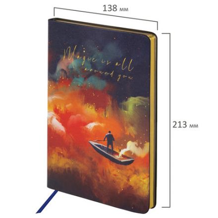 Ежедневник недатированный А5 (138х213 мм), BRAUBERG VISTA, под кожу, гибкий, 136 л., "Sky boat", 112042 Ежедневник недатированный А5 (138х213 мм), BRAUBERG VISTA, под кожу, гибкий, 136 л., "Sky boat", 112042