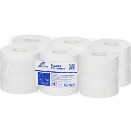 Бумага туалетная д/дисп Luscan Professional 2слбелцелвтул170м 12рул/уп