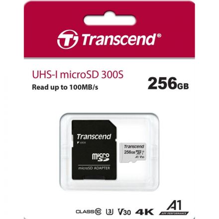 Карта памяти Transcend 300S microSDXC 256Gb UHS-I Cl10 +ад, TS256GUSD300S-A