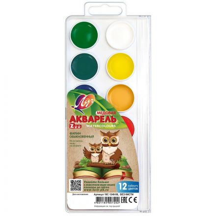Акварельные краски Луч Zoo медовые 12 цветов (пластиковая упаковка)