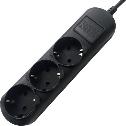 Удлинитель Power Cube 3р/3м без выкл 16А черн (PC-6B-3M)
