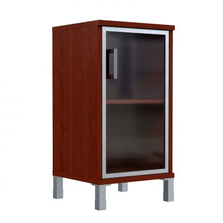 Шкаф-колонка низкая со стеклянной дверью в AL-рамке B 411.4(R) Бургунди 475х450х920 BORN