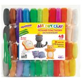 Пластилин супер лёгкий воздушный застывающий 48 штук (36 цветов + 12 базовых), 480 г, 3 стека, ЮНЛАНДИЯ, 106980