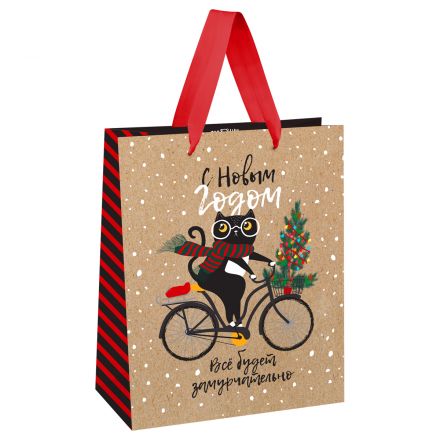 Пакет подарочный 18*23*10см MESHU "Cat's congrats ", крафт Пакет подарочный 18*23*10см MESHU "Cat's congrats ", крафт