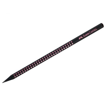 Карандаш ч/г Faber-Castell "Sparkle Black" B, трехгранный, заточен., черный/розовый