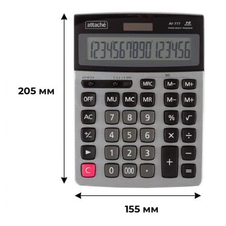 Калькулятор настольный ПОЛНОРАЗМ. Attache AF-777 16р,дв.пит,209x154мм, черн Калькулятор настольный ПОЛНОРАЗМ. Attache AF-777 16р,дв.пит,209x154мм, черн