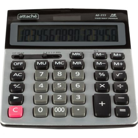 Калькулятор настольный ПОЛНОРАЗМ. Attache AF-777 16р,дв.пит,209x154мм, черн Калькулятор настольный ПОЛНОРАЗМ. Attache AF-777 16р,дв.пит,209x154мм, черн