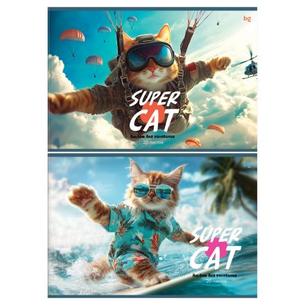 Альбом для рисования 20л., А4, на скрепке BG "Супер-кот", эконом Альбом для рисования 20л., А4, на скрепке BG "Супер-кот", эконом
