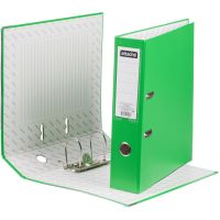 Папка-регистратор 75мм Attache А4, зеленая,  тиснение кожа, метал. угол