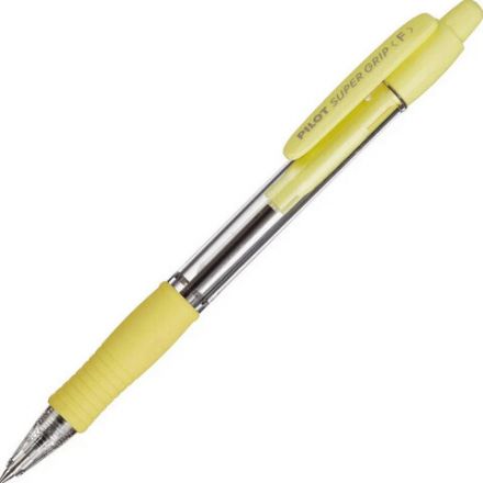 Ручка шариковая автоматическая с грипом PILOT Super Grip, СИНЯЯ, желтые детали, линия 0,21 мм, BPGP-10R-F, BPGP-10R-F Y
