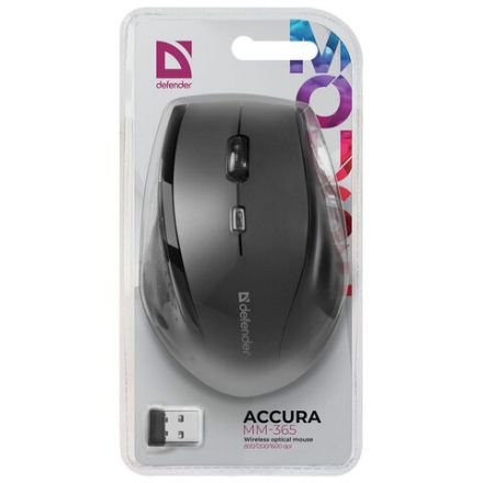 Мышь беспроводная DEFENDER Accura MM-365, 5 кнопок + 1 колесо-кнопка, оптическая, черная, 52365 Мышь беспроводная DEFENDER Accura MM-365, 5 кнопок + 1 колесо-кнопка, оптическая, черная, 52365