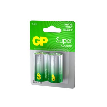 Батарейки КОМПЛЕКТ 2 шт., GP Super G-Tech, С (LR14, 14А), алкалиновые, блистер, 14A-2CR2